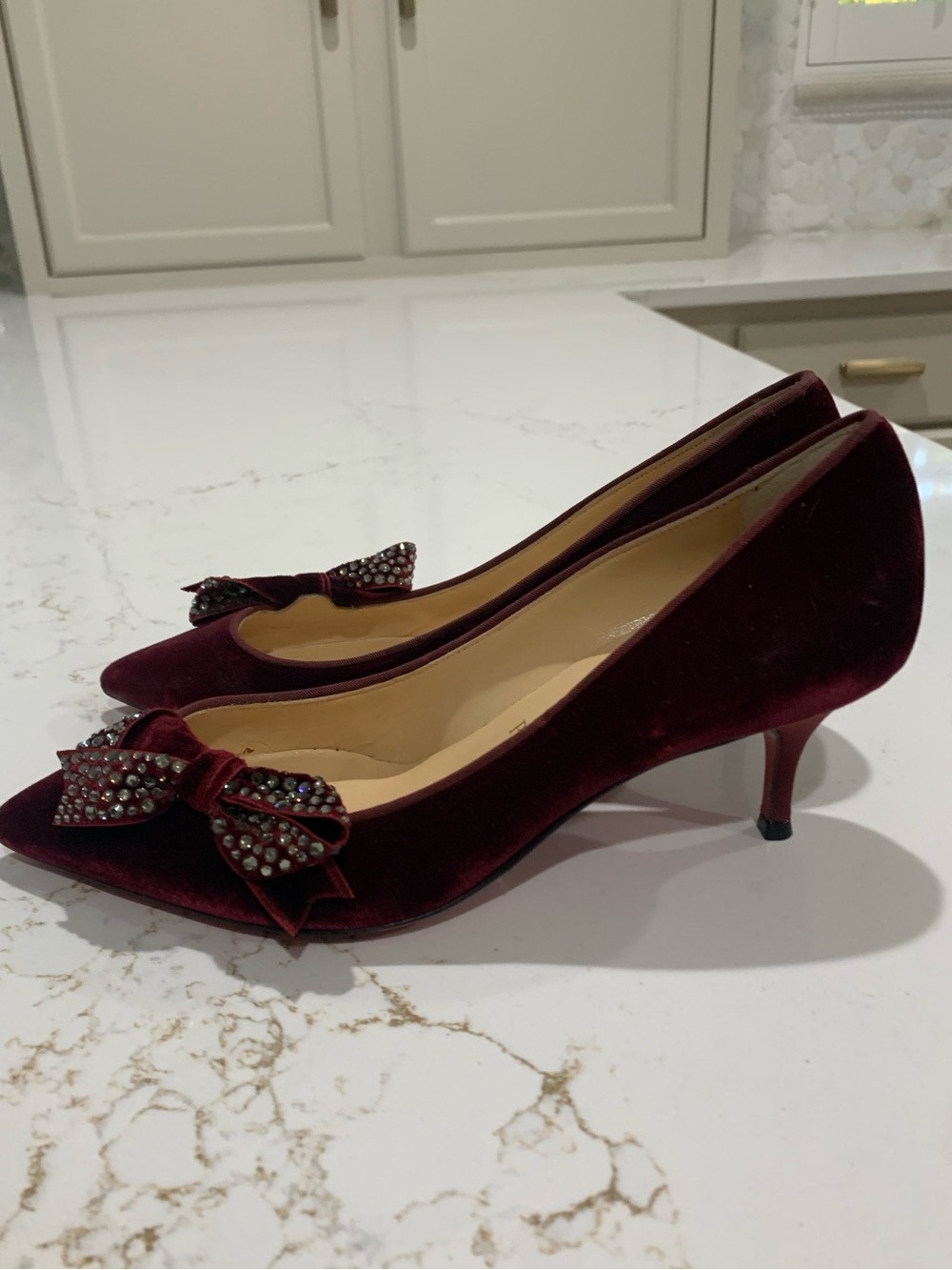 Christian Louboutin Mlle Menule Embellish Crystals Bow Kitten shoes Size 36